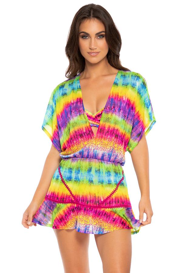 luli fama Afterglow Playera V-Neck Swimwear Cover-Up - Luli Fama