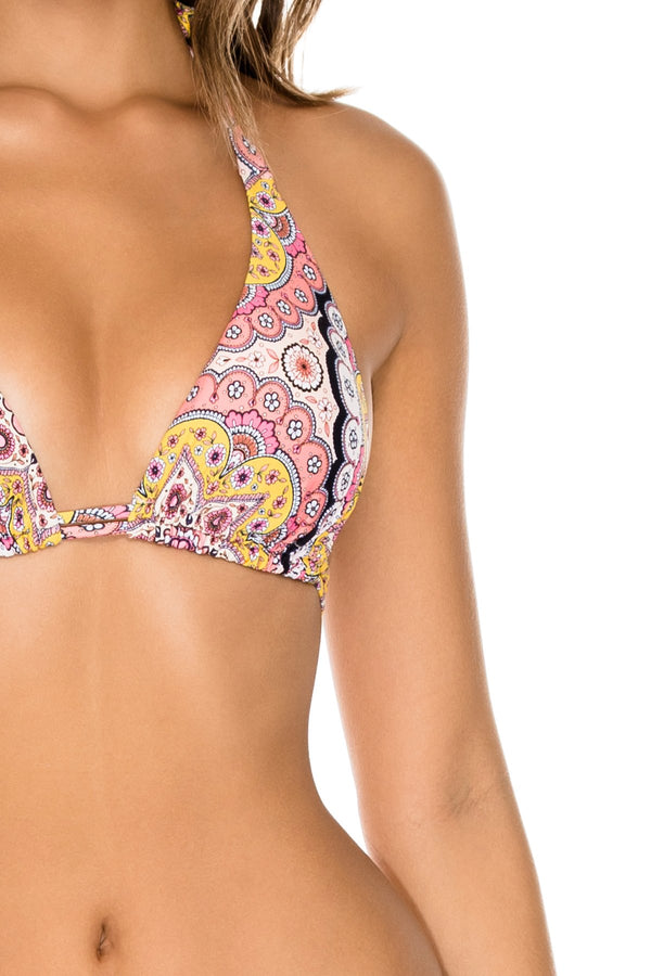 Luli Fama ALHAMBRA - Triangle Halter Top & Full Bottom • Coral – Luli Fama