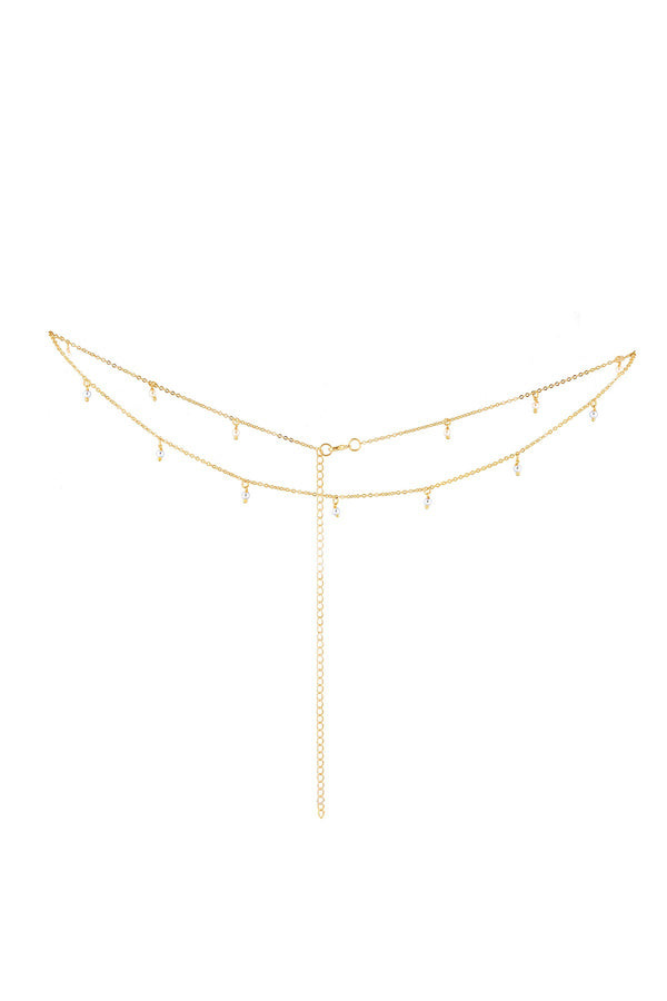 luli fama Alina Pearl Belly Chain in Gold - Jewelry - Luli Fama