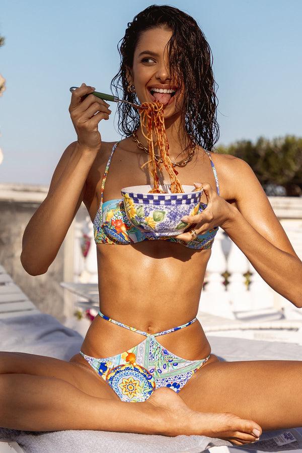 Luli Fama AMALFI - Sweetheart Balconette & Diamond Cut Bottom • Multicolor Campa – Luli Fama