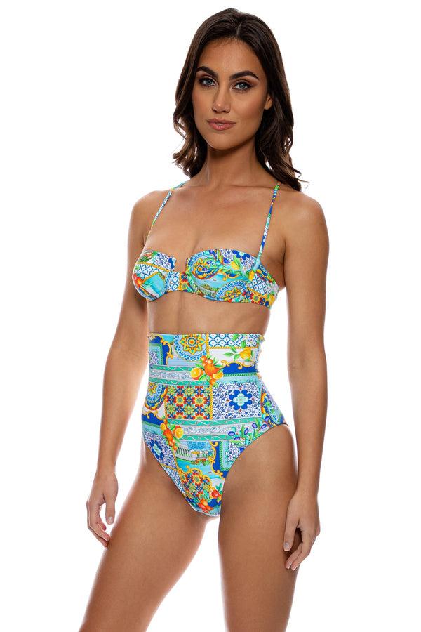 Luli Fama AMALFI - Sweetheart Balconette & High Waist Corset Bottom • Multicolor – Luli Fama