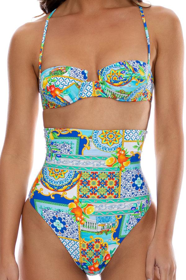Luli Fama AMALFI - Sweetheart Balconette & High Waist Corset Bottom • Multicolor – Luli Fama