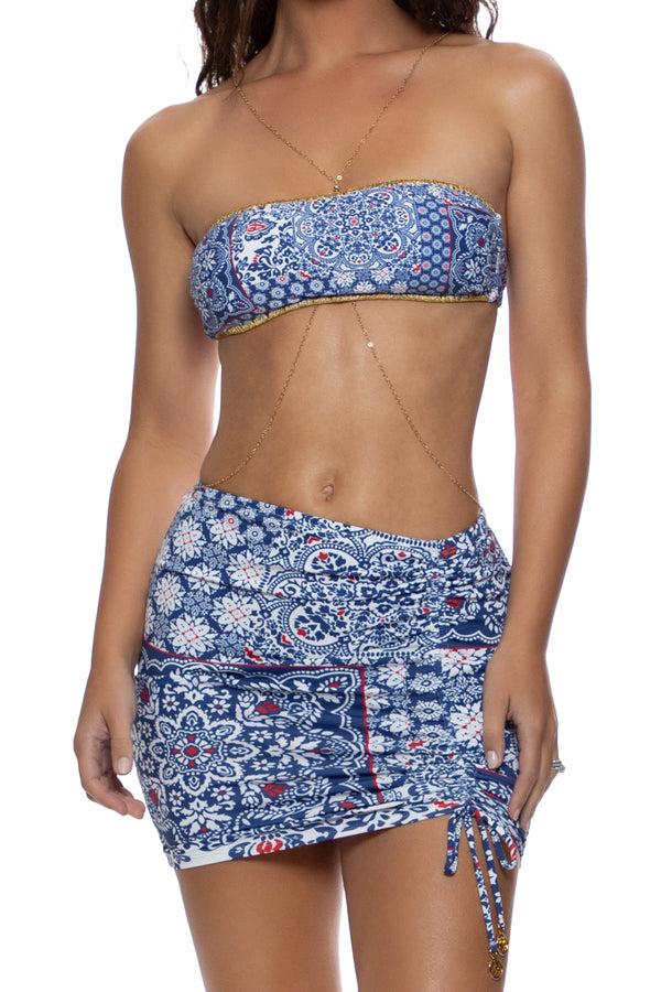 Luli Fama AMERICANA VIBES - Luxe Stitch Free Form Bandeau Top & Scrunched Up Min – Luli Fama