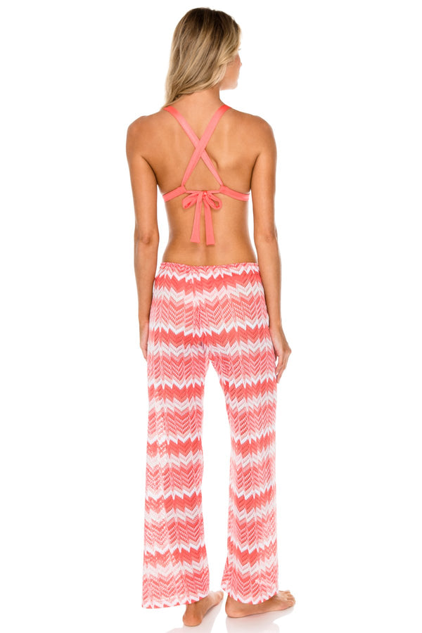Luli Fama Amor Y Miel Halter Bikini Top & Beach Pant - Coral Pink – Luli Fama