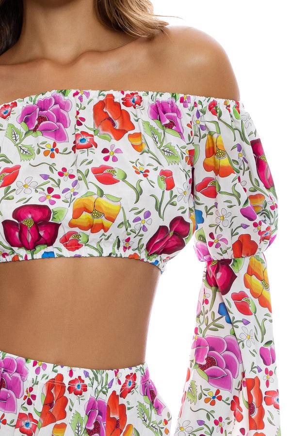 Luli Fama AMOR Y PLAYA - Off The Shoulder Flre Sleeve Top & Ruffle Hem Maxi Skir – Luli Fama