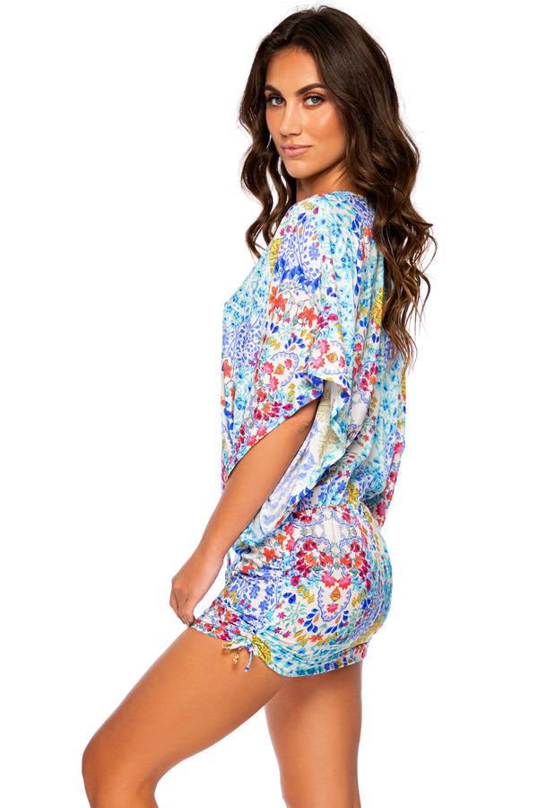 Luli Fama AY QUE CUTE - Cabana V Neck Dress • Multicolor – Luli Fama