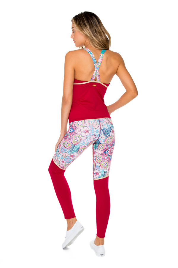 Luli Fama AZUCAR - Inner Top Cross Back Tank Top & Gold Trimmed Legging • Multic – Luli Fama