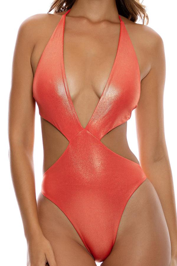 Luli Fama BABES JUST WANT SUN - Deep V Monokini • Amber – Luli Fama