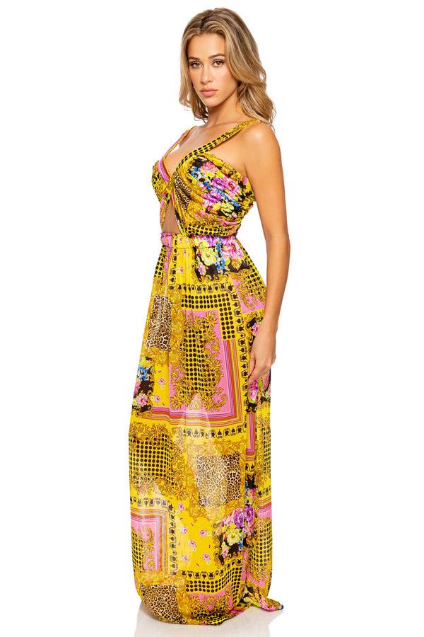 Luli Fama BACK IN TIME - Timeless Cut Out Long Dress • Multicolor – Luli Fama