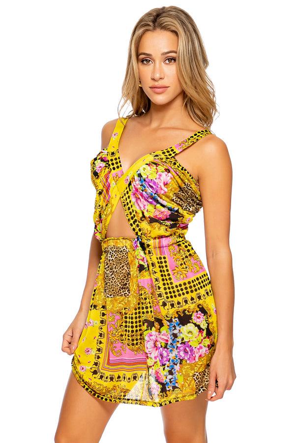 Luli Fama BACK IN TIME - Timeless Cut Out Short Dress • Multicolor – Luli Fama