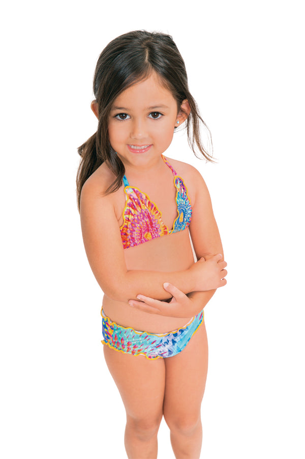 luli fama BAJO UN MISMO SOL - Wavey Triangle Top Ruched Back Bikini • Multicolor – Luli Fama