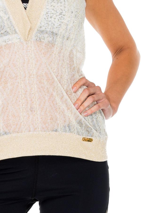 Luli Fama BARACOA - Hoodie Long Vest & Gold Cut Out Capri • Black Gold – Luli Fama