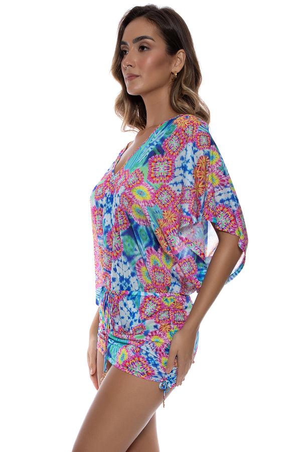 Luli Fama BEAUTIFUL MESS - Cabana V Neck Dress • Multicolor – Luli Fama