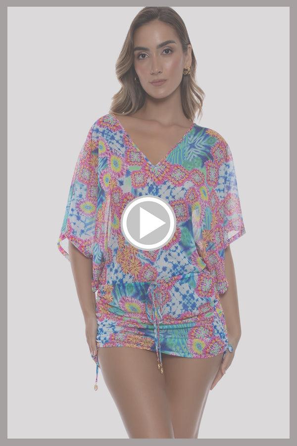 Luli Fama BEAUTIFUL MESS - Cabana V Neck Dress • Multicolor – Luli Fama