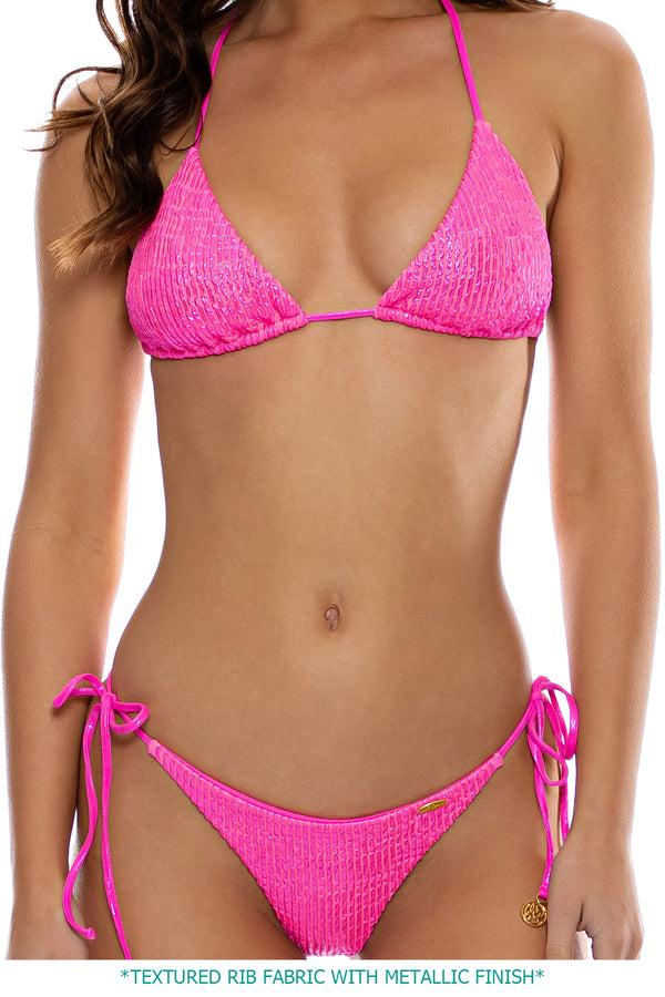 luli fama BELLA - Seamless Triangle Top & Seamless Wavy Ruched Back Brazilian Ti – Luli Fama