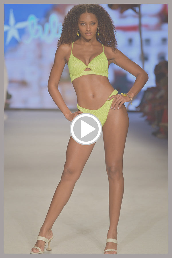 Luli Fama BELLA - Underwire Top & High Leg Brazilian Bottom • Shiny Neon Yellow – Luli Fama