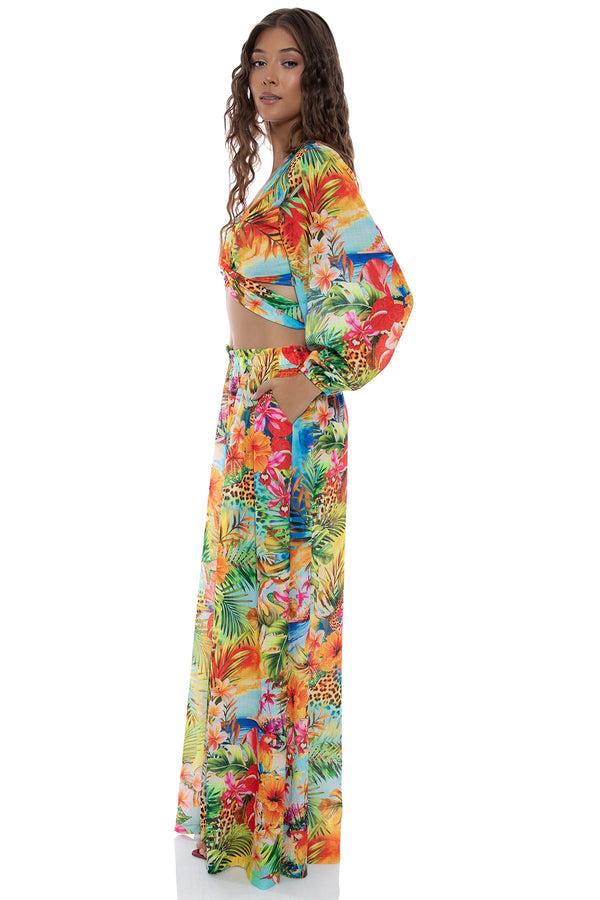 Luli Fama BIRDS OF PARADISE Multi Way Crop Top & Palazzo Pant – Luli Fama