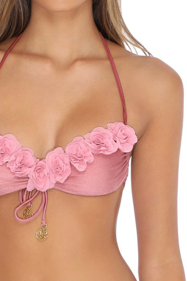 Luli Fama Bloom: Bandeau Top & Moderate Bottom - Pink - Luli Fama