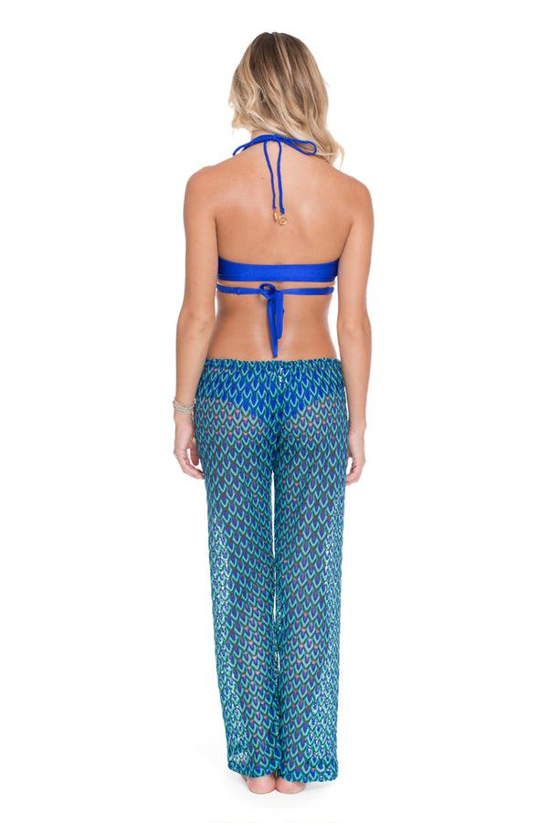 Luli Fama BLUE KISS - Cross Over Halter Top & Beach Pant • Electric Blue – Luli Fama
