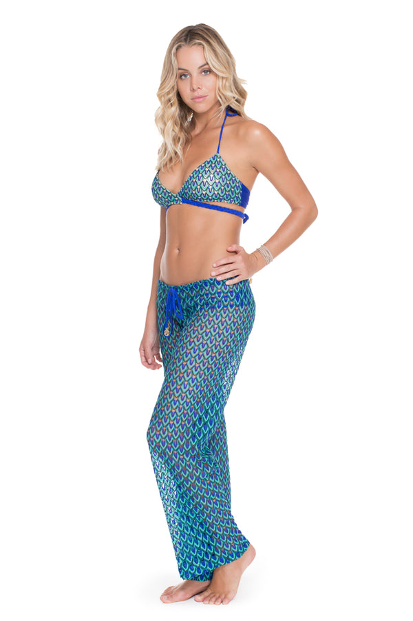 Luli Fama BLUE KISS - Cross Over Halter Top & Beach Pant • Electric Blue – Luli Fama