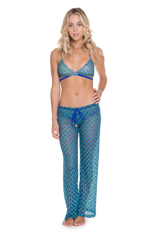 luli fama BLUE KISS - Cross Over Halter Top & Beach Pant • Electric Blue – Luli Fama