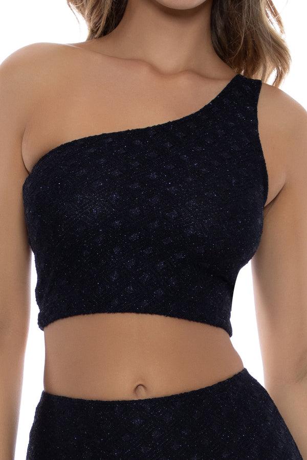 Luli Fama BRILLA - One Shoulder Top & Mini Skirt • Black – Luli Fama