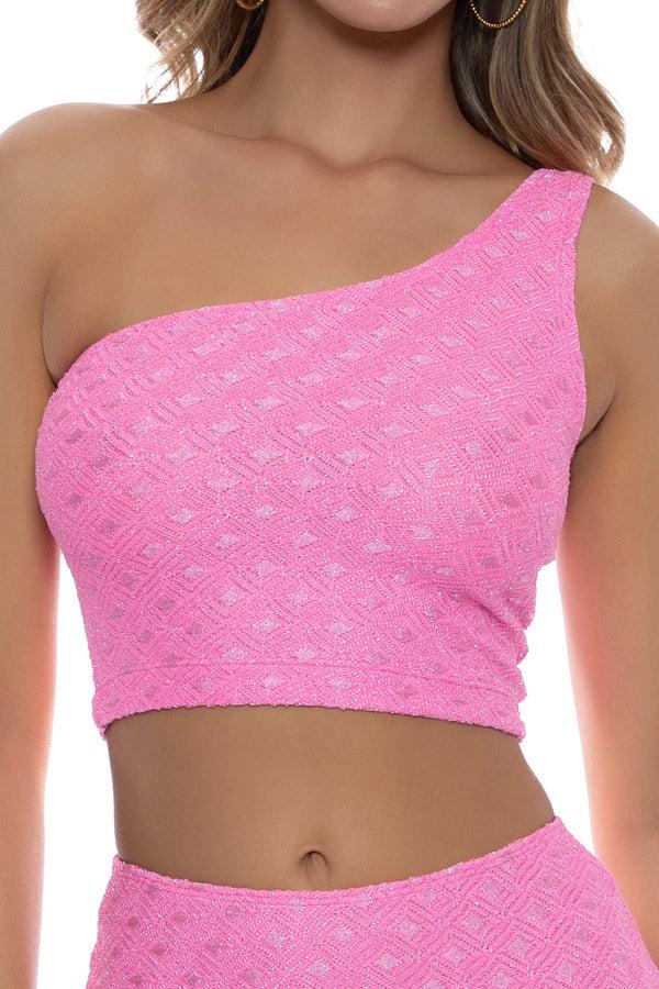 Luli Fama BRILLA - One Shoulder Top & Mini Skirt • Pink – Luli Fama