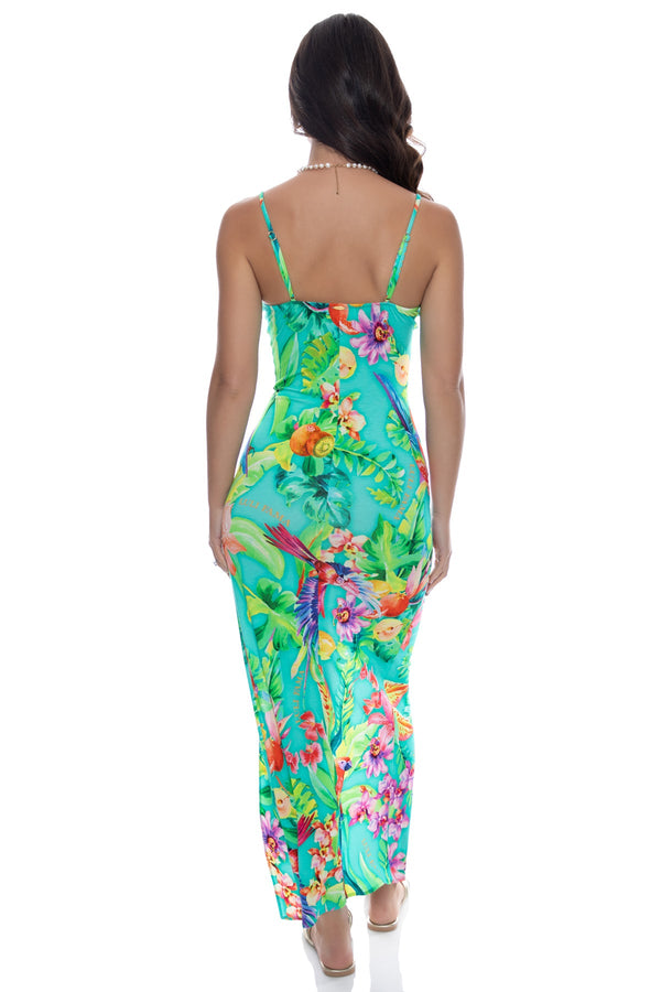 Luli Fama CARIBBEAN FANTASY - Fitted Side Slit Maxi Dress • Multicolor – Luli Fama