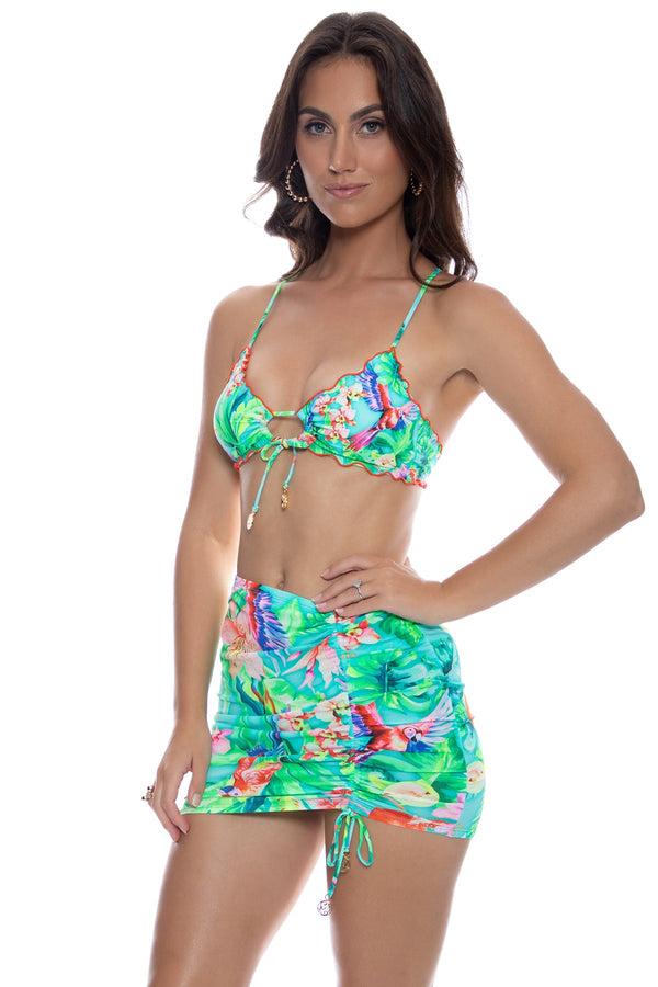 Luli Fama CARIBBEAN FANTASY - Wavy Drawstring Keyhole Bralette Top & Scrunched U – Luli Fama