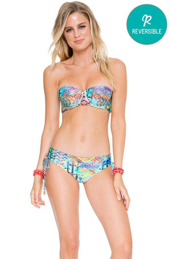 luli fama CAYO HUESO SO CLOSE - Angela Underwire Bandeau Top & Drawstring Side F – Luli Fama