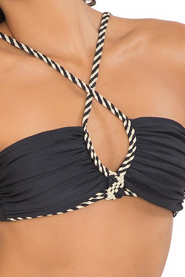 Luli Fama CHAMPAGNE SPARKLE - Intertwine Scoop Halter Top & Tiny Bottom • Black – Luli Fama