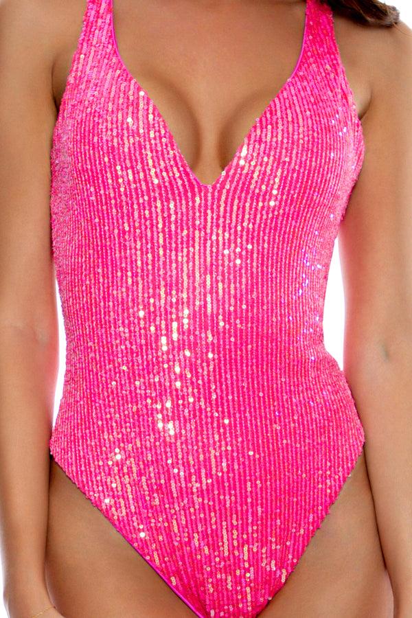 Luli Fama CHASING STARS - Sequins One Piece • Pink – Luli Fama