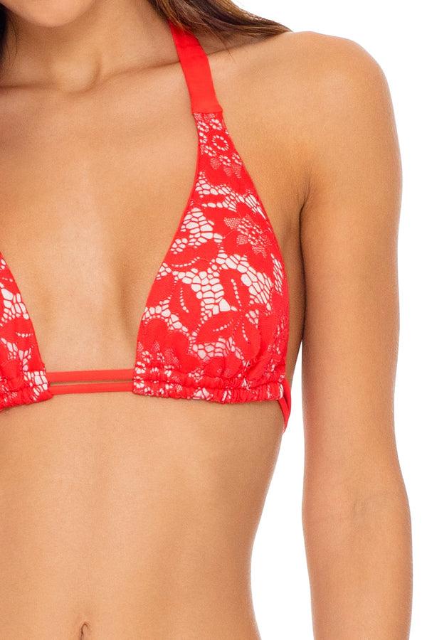 Luli Fama Corazon De Seda Halter Bikini Top And Full Bottom - Red – Luli Fama