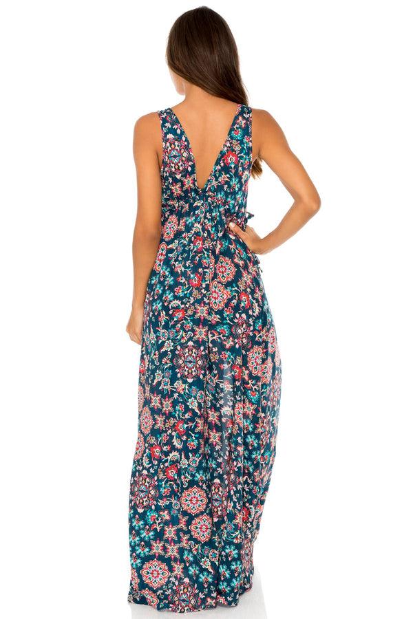 Luli Fama CORDOBA - V Neck Long Dress • Multicolor – Luli Fama
