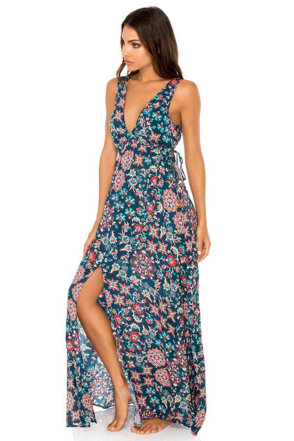Luli Fama CORDOBA - V Neck Long Dress • Multicolor – Luli Fama