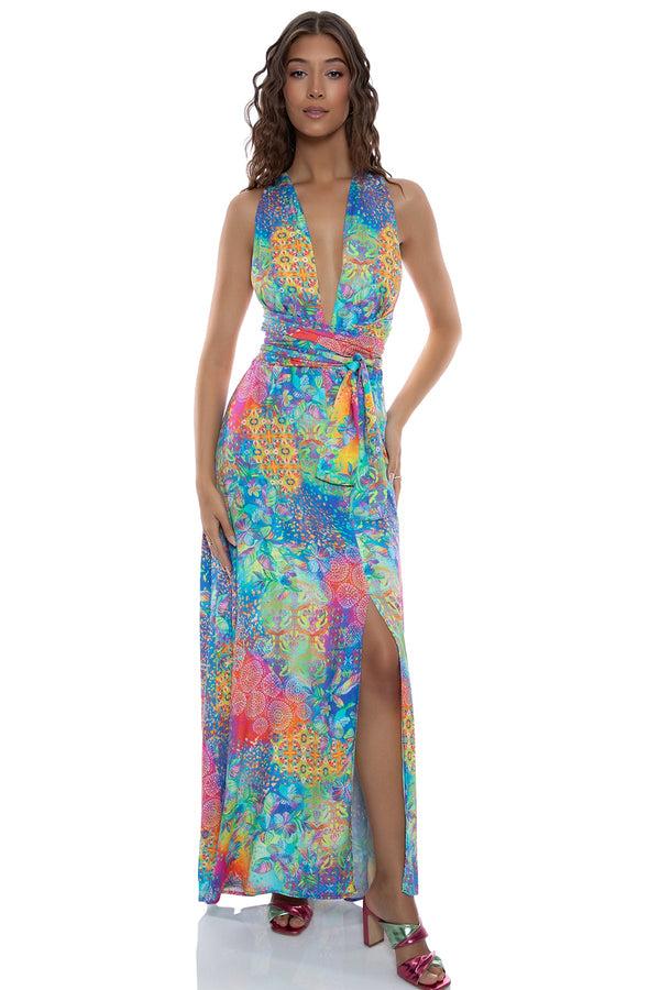 Luli Fama DECO GARDENS - Convertible Maxi Dress • Multicolor – Luli Fama