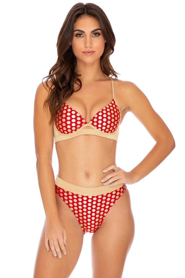 luli fama Dotted Delight: Underwire Top & High Leg Bottom - Red – Luli Fama