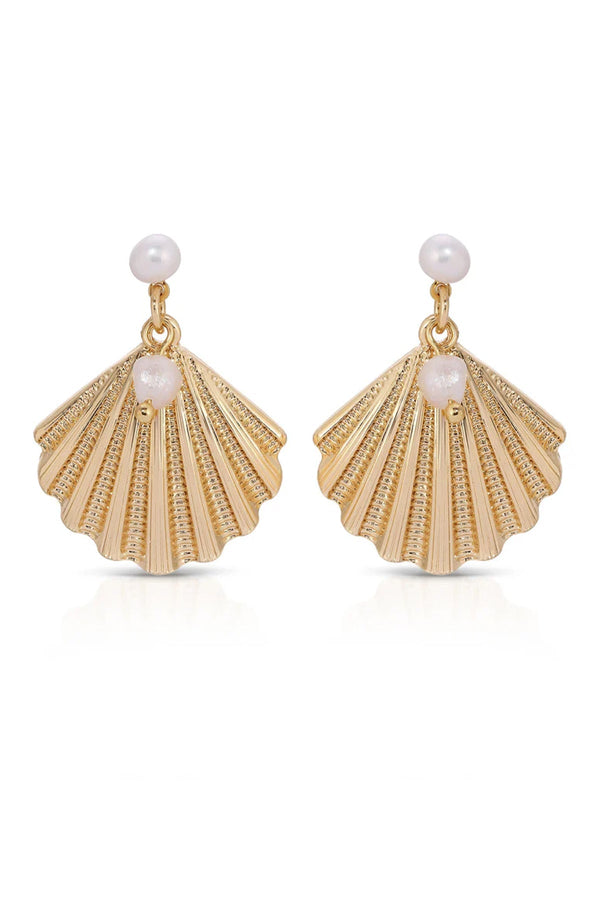 luli fama ETTIKA - Scallop Shell And Pearl Earrings • Gold – Luli Fama