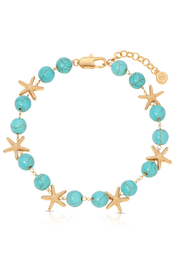 luli fama ETTIKA - Starfish And Turquoise Beaded Anklet • Turquoise – Luli Fama