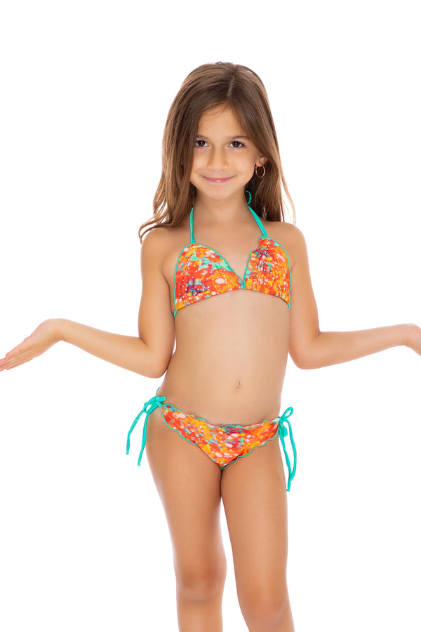 luli fama FIESTA DE FLORES - Wavey Triangle Top Ruched Back Tie Side Bikini • Mu – Luli Fama