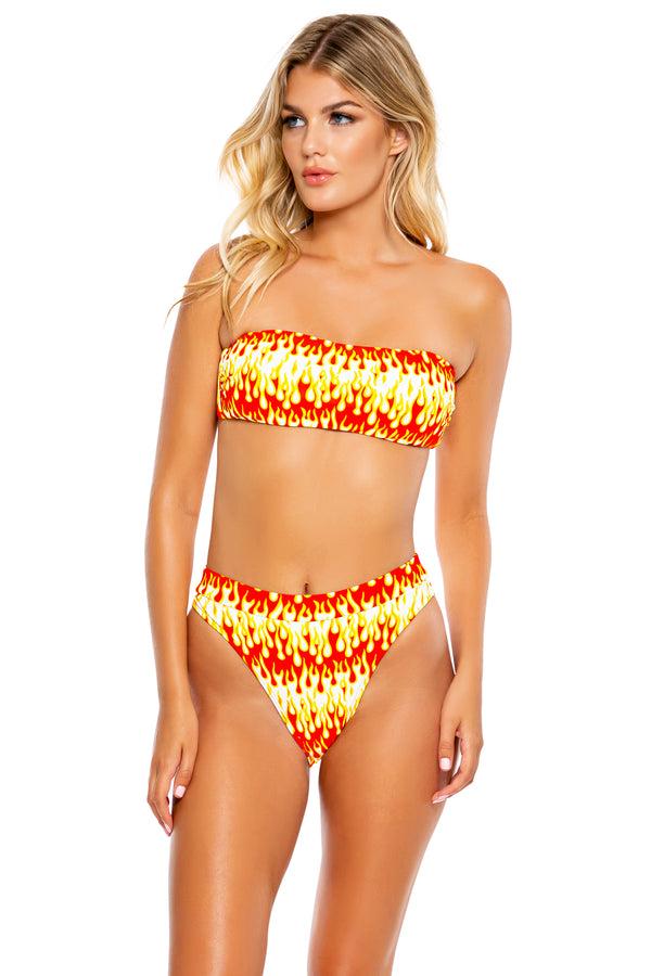 Luli Fama Flame Of Love High Leg Bikini Banded Waist Bandeau Top – Luli Fama