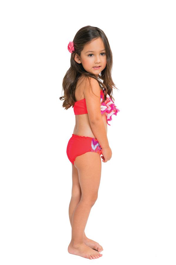 Luli Fama FLAMINGO BEACH - Cascade Halter Top Ruched Back Bikini • Multicolor – Luli Fama