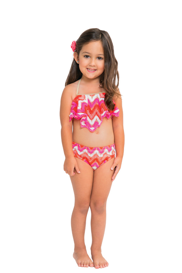 luli fama FLAMINGO BEACH - Cascade Halter Top Ruched Back Bikini • Multicolor – Luli Fama