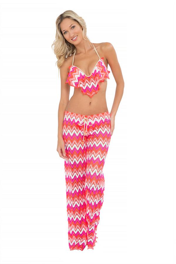 luli fama FLAMINGO BEACH - Cascade Push Up Underwire Top & Beach Pant • Multicol – Luli Fama