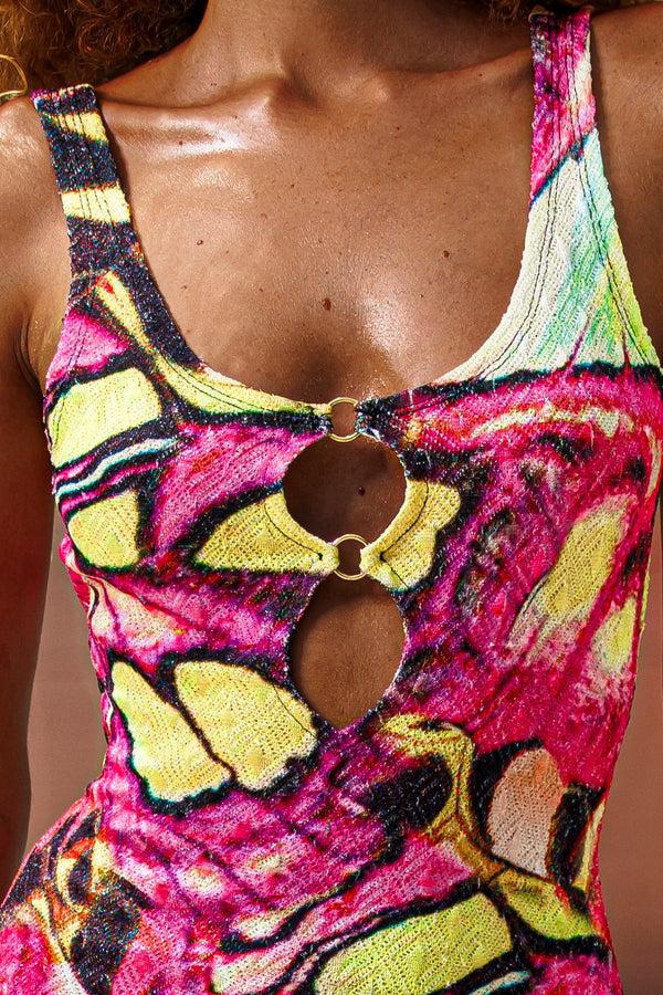 Luli Fama FLUTTER - Peek A Boo Rings Bodycon Dress • Multicolor – Luli Fama