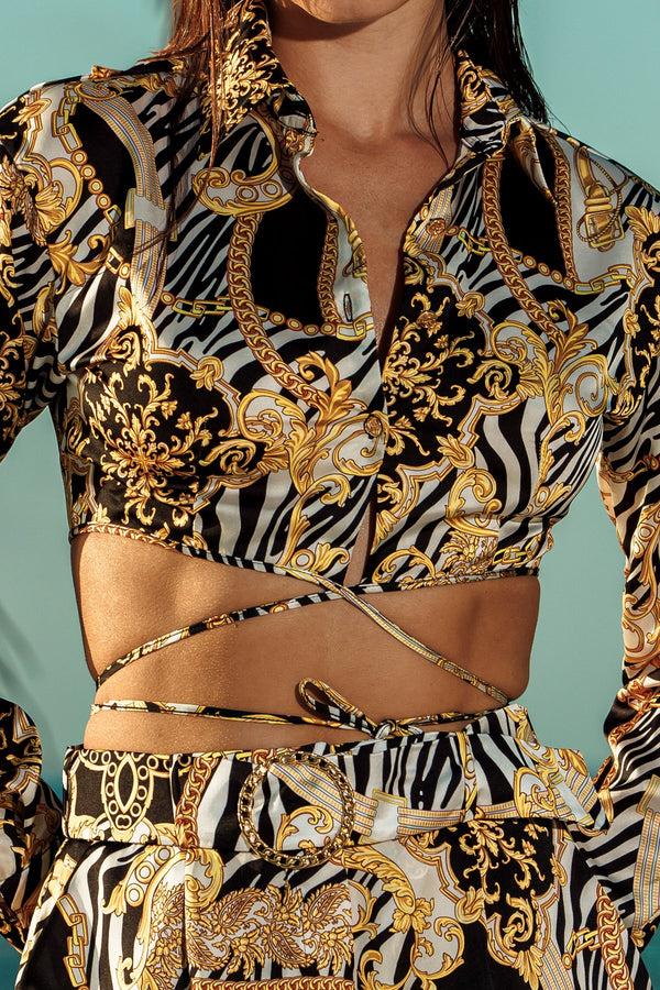 Luli Fama GODDESS VIBES Collard Crop Top & Belted Short – Luli Fama