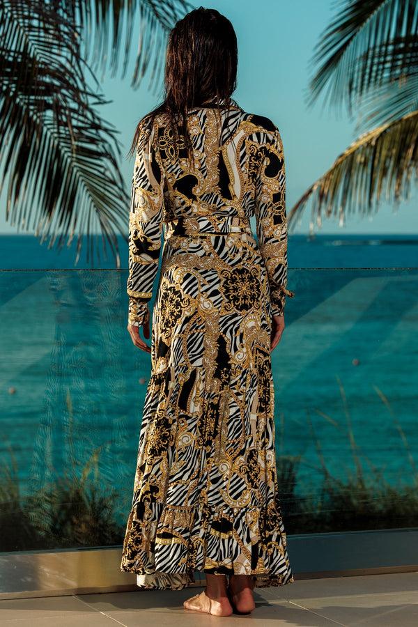 Luli Fama GODDESS VIBES Long Sleeve Maxi Dress - Multicolor – Luli Fama