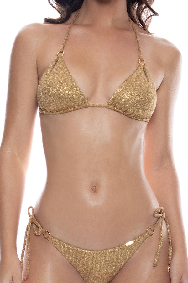 Luli Fama GOLDEN SUNSET - Rings Cut Out Triangle Top & Ring Seamless Ruched Back – Luli Fama