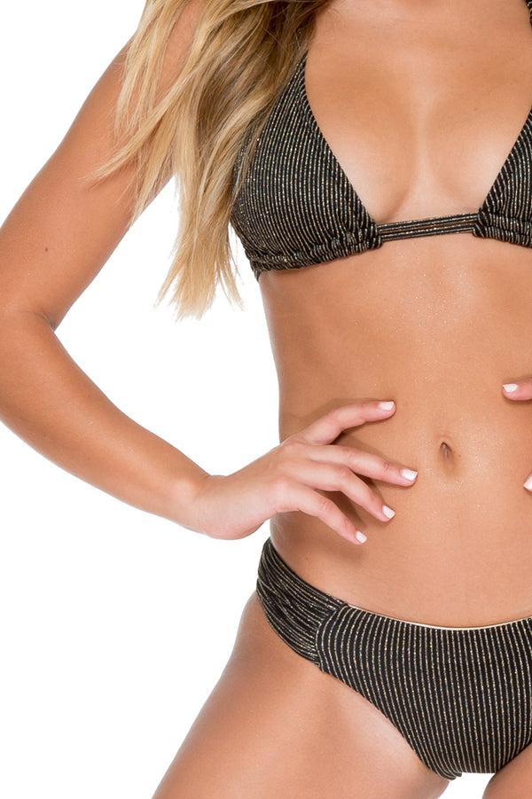 Luli Fama HAVANA NIGHTS - Triangle Halter Top & Scrunch Panty Full Bottom • Blac – Luli Fama