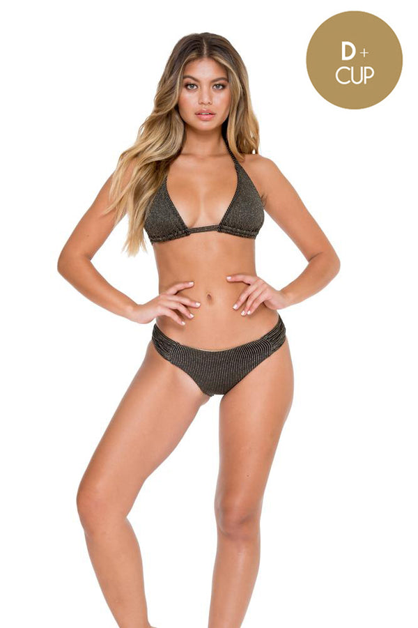 luli fama HAVANA NIGHTS - Triangle Halter Top & Scrunch Panty Full Bottom • Blac – Luli Fama
